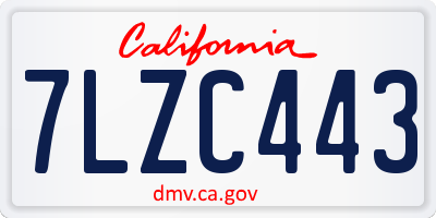 CA license plate 7LZC443