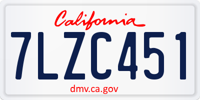 CA license plate 7LZC451