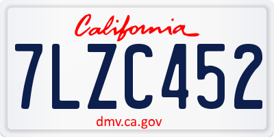 CA license plate 7LZC452
