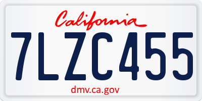 CA license plate 7LZC455