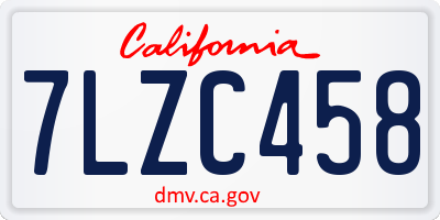 CA license plate 7LZC458