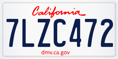 CA license plate 7LZC472