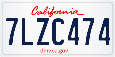 CA license plate 7LZC474