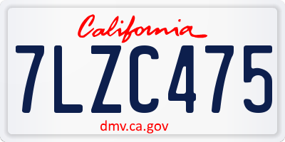 CA license plate 7LZC475