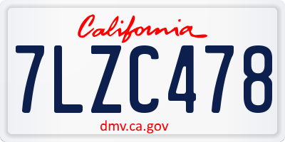 CA license plate 7LZC478