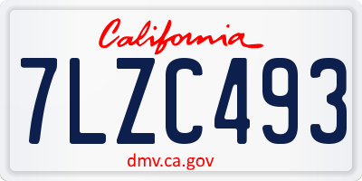 CA license plate 7LZC493
