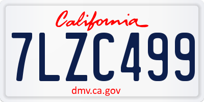 CA license plate 7LZC499
