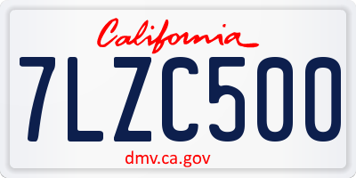 CA license plate 7LZC500