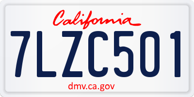 CA license plate 7LZC501