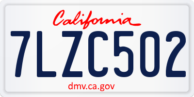 CA license plate 7LZC502