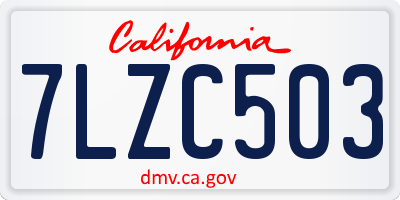 CA license plate 7LZC503