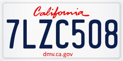 CA license plate 7LZC508