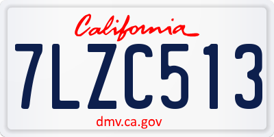 CA license plate 7LZC513