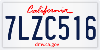 CA license plate 7LZC516
