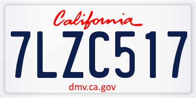 CA license plate 7LZC517