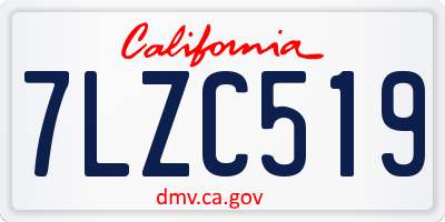 CA license plate 7LZC519