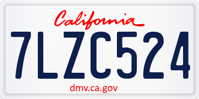 CA license plate 7LZC524