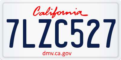 CA license plate 7LZC527