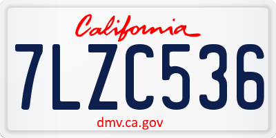 CA license plate 7LZC536