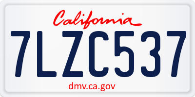 CA license plate 7LZC537