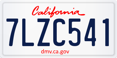 CA license plate 7LZC541