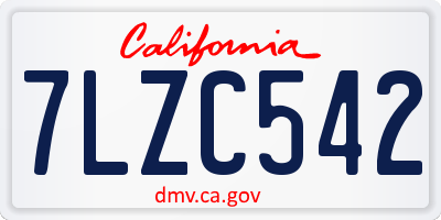CA license plate 7LZC542