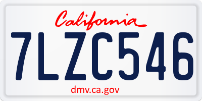 CA license plate 7LZC546
