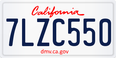 CA license plate 7LZC550
