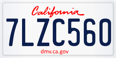 CA license plate 7LZC560
