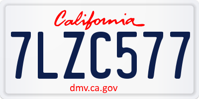 CA license plate 7LZC577