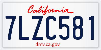 CA license plate 7LZC581