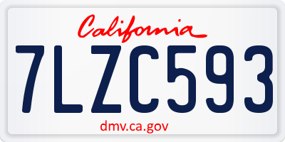 CA license plate 7LZC593