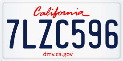 CA license plate 7LZC596