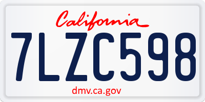 CA license plate 7LZC598