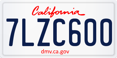 CA license plate 7LZC600