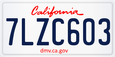 CA license plate 7LZC603