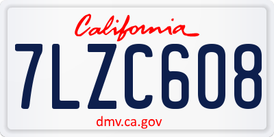 CA license plate 7LZC608