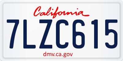 CA license plate 7LZC615