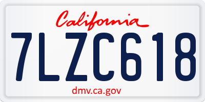 CA license plate 7LZC618