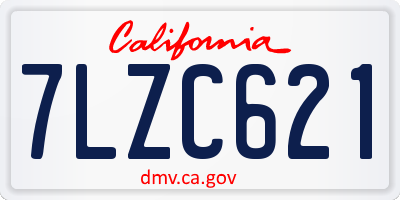 CA license plate 7LZC621