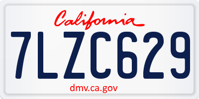 CA license plate 7LZC629
