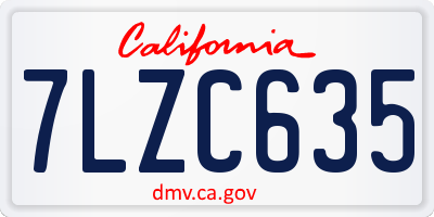 CA license plate 7LZC635