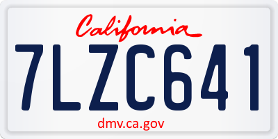 CA license plate 7LZC641