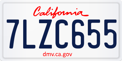 CA license plate 7LZC655