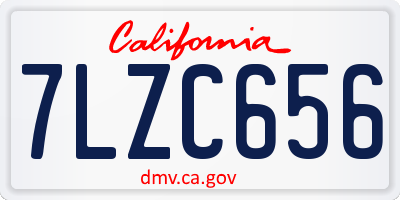 CA license plate 7LZC656