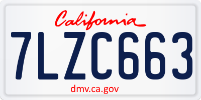 CA license plate 7LZC663