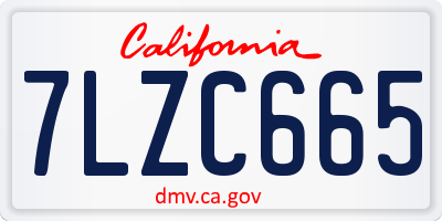 CA license plate 7LZC665