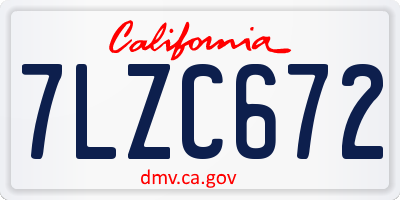 CA license plate 7LZC672