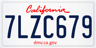 CA license plate 7LZC679