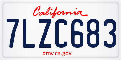 CA license plate 7LZC683
